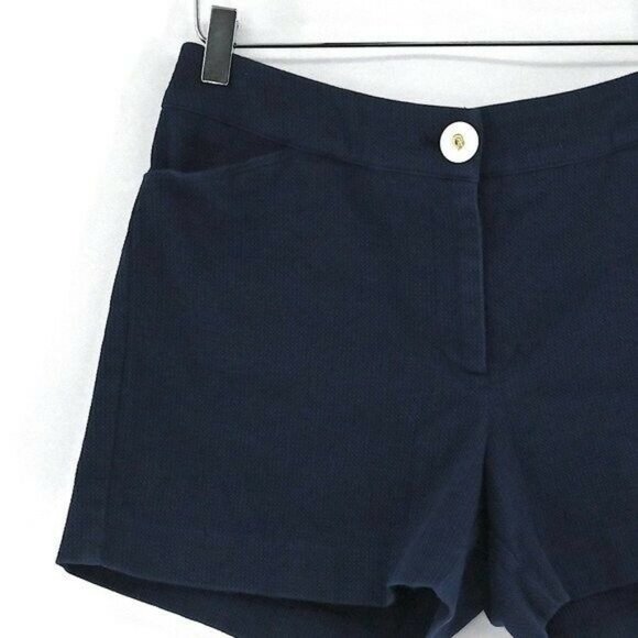 SKIRTIN AROUND Womens Sz 8 VTG Navy Textured Cotton Blend Shorts Pockets Y2K - Picture 2 of 5